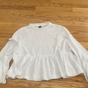 SHEIN Ivory Textured Peplum Blouse